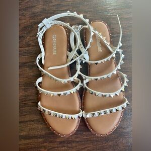 White Studded Sandals